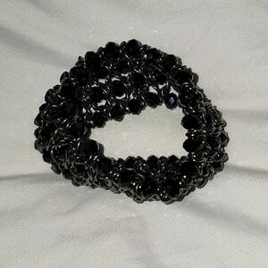Black shiny stretch cuff bracelet